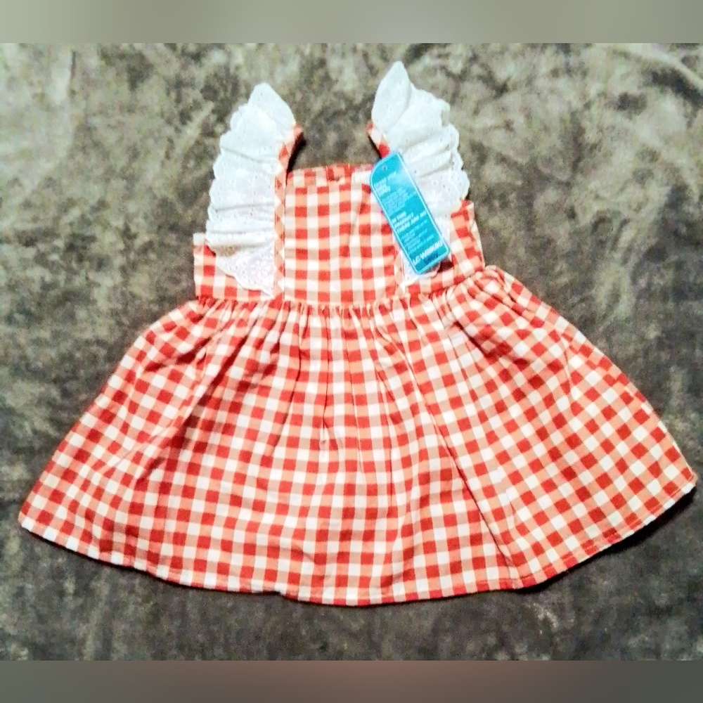 LCW red & white plaid summertime picnic dress, NWT, 6-9m